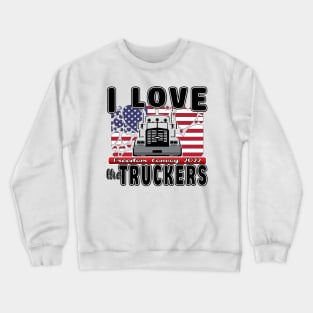 SUPPORT FOR TRUCKERS - FREEDOM CONVOY 2022 - USA FLAG HEARTS BLACK LETTERS Crewneck Sweatshirt